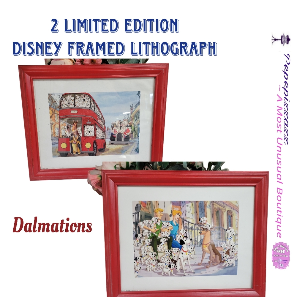 2 Rare Limited edition Disney lithographs Dalmatians Framed